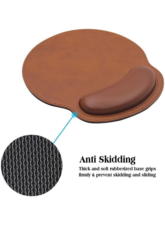 Wrist Support Leather Ergonomic Mouse Pad - 27.2x24.5 cm