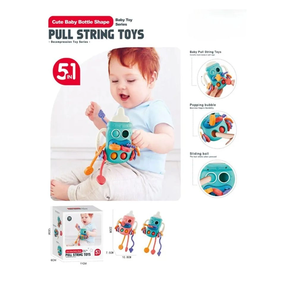 5 In 1 Milk Bottle Pull String Toy - 18 months+