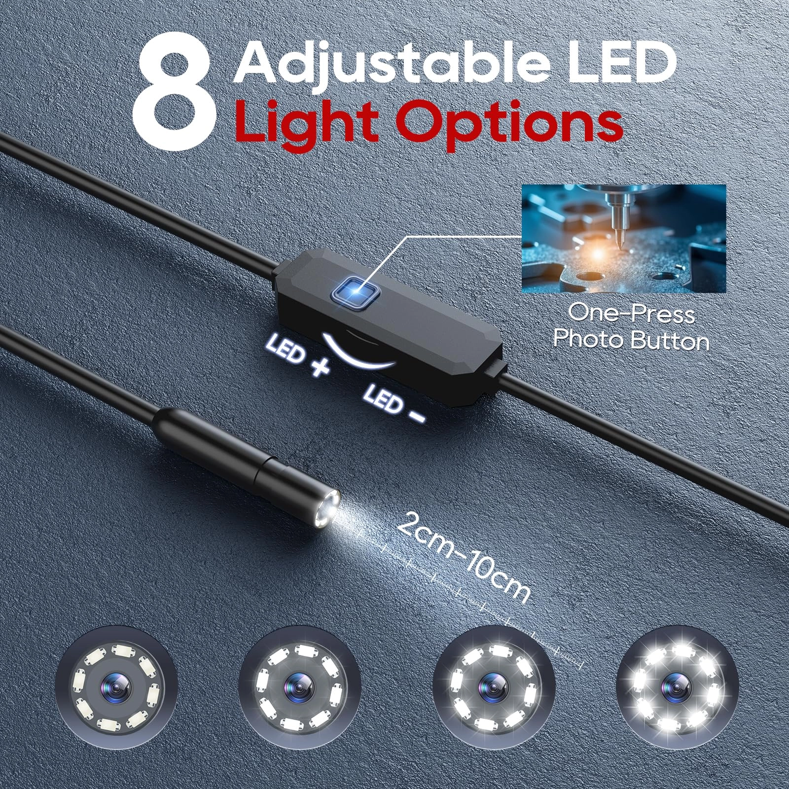 Endoscope Camera - 1920P HD 8 LED 16.4ft