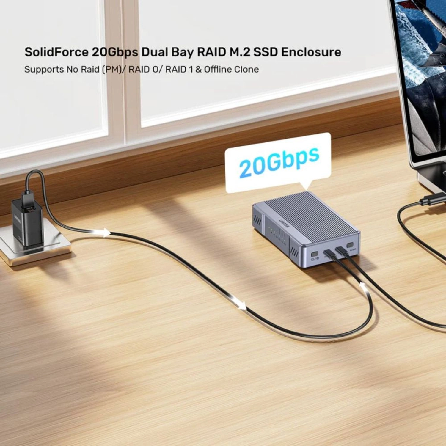 SolidForce SSD Enclosure - USB-C M.2 SSD SATA PCIe 2230/2242/2260/2280
