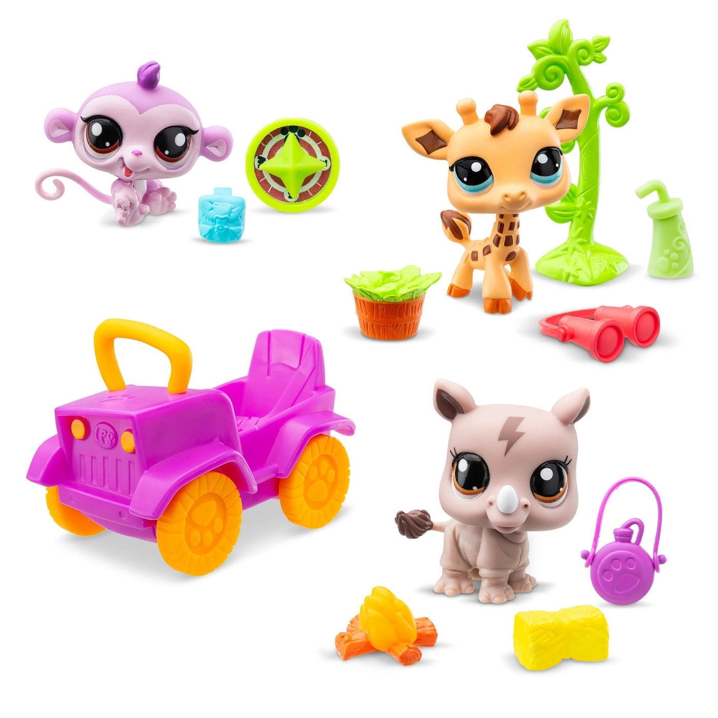 Rhino + Giraffe + Monkey - Safari Play Pack Generation 7