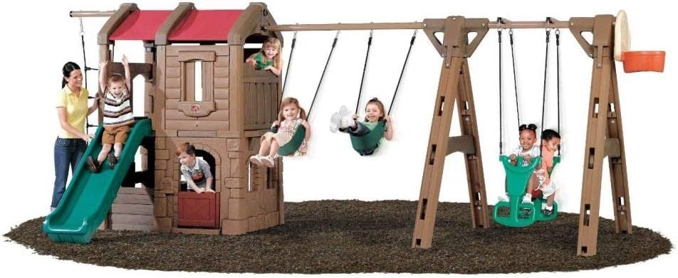 Adventure Lodge Play Center - Brown with Glider