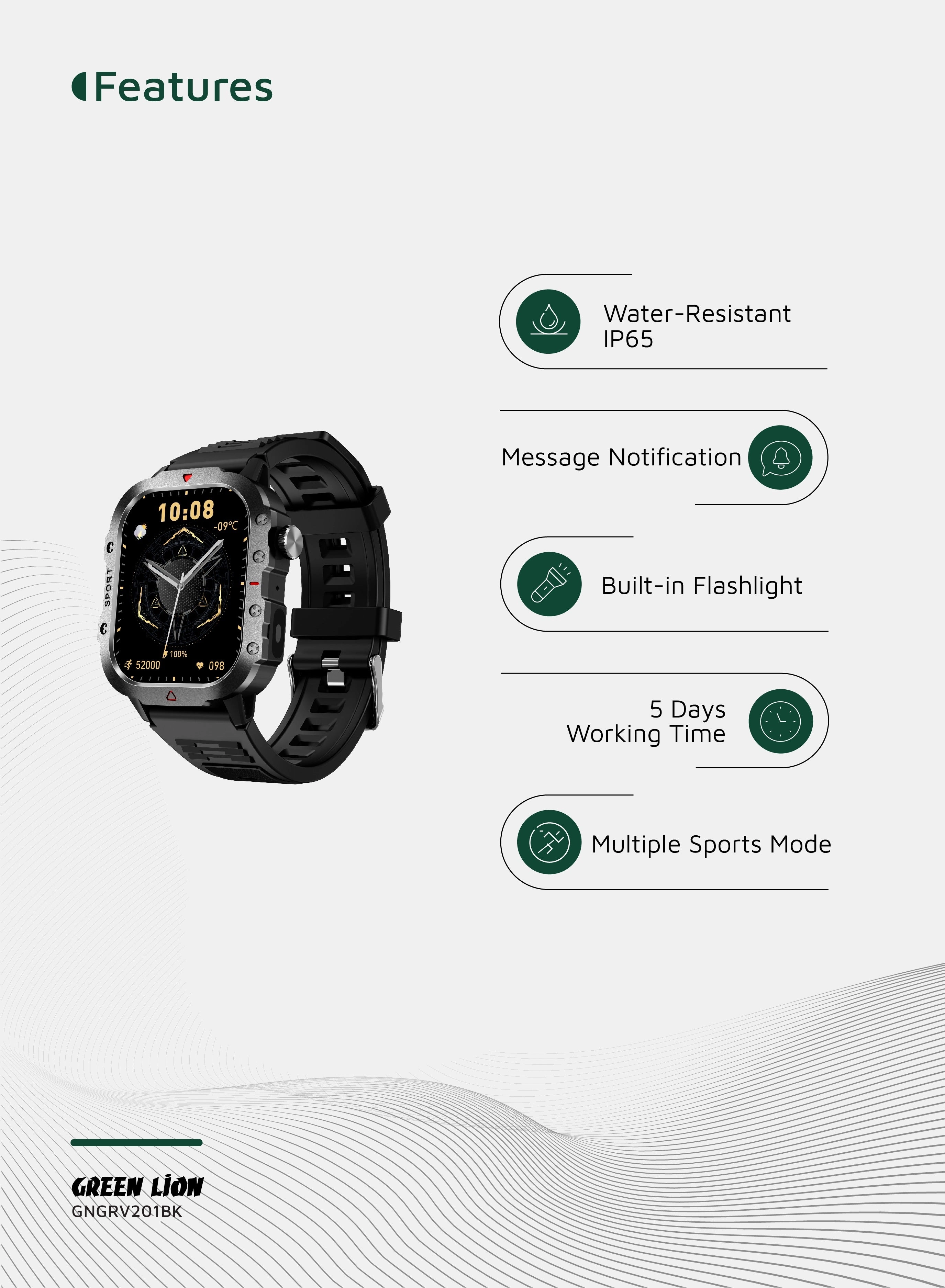 Gravix Smart Watch Zinc Alloy + ABS
