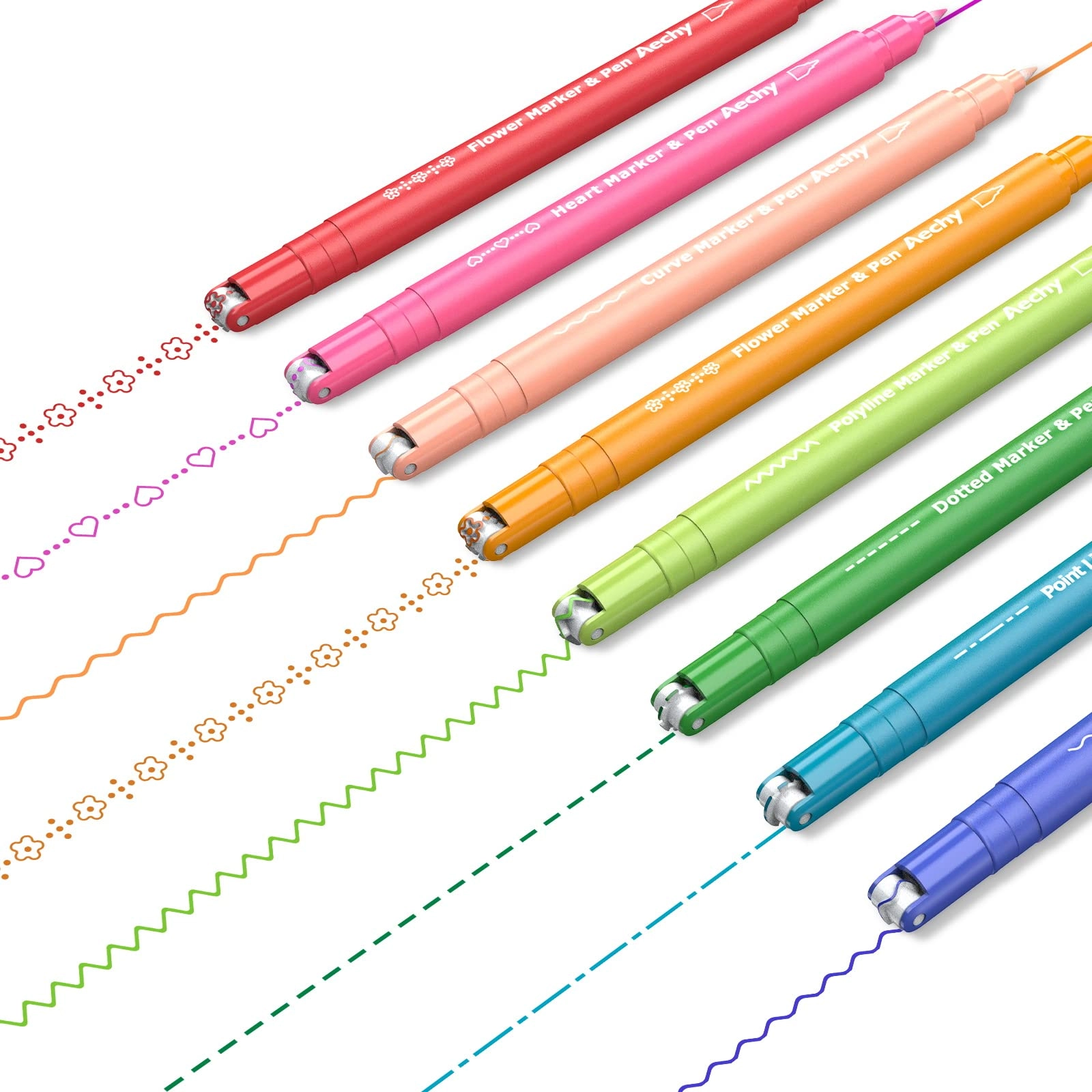 AECHY Dual Tip Felt - 8 Multicolor 0.5mm