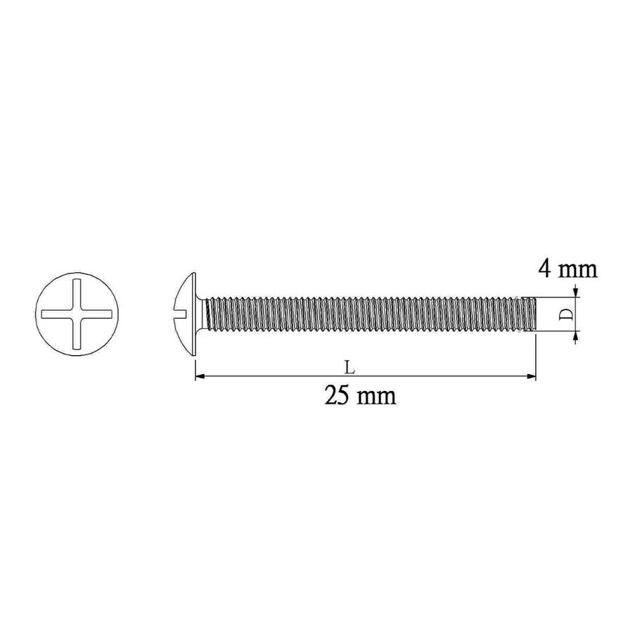 Drawer Knob Screw - 25mm 4mm