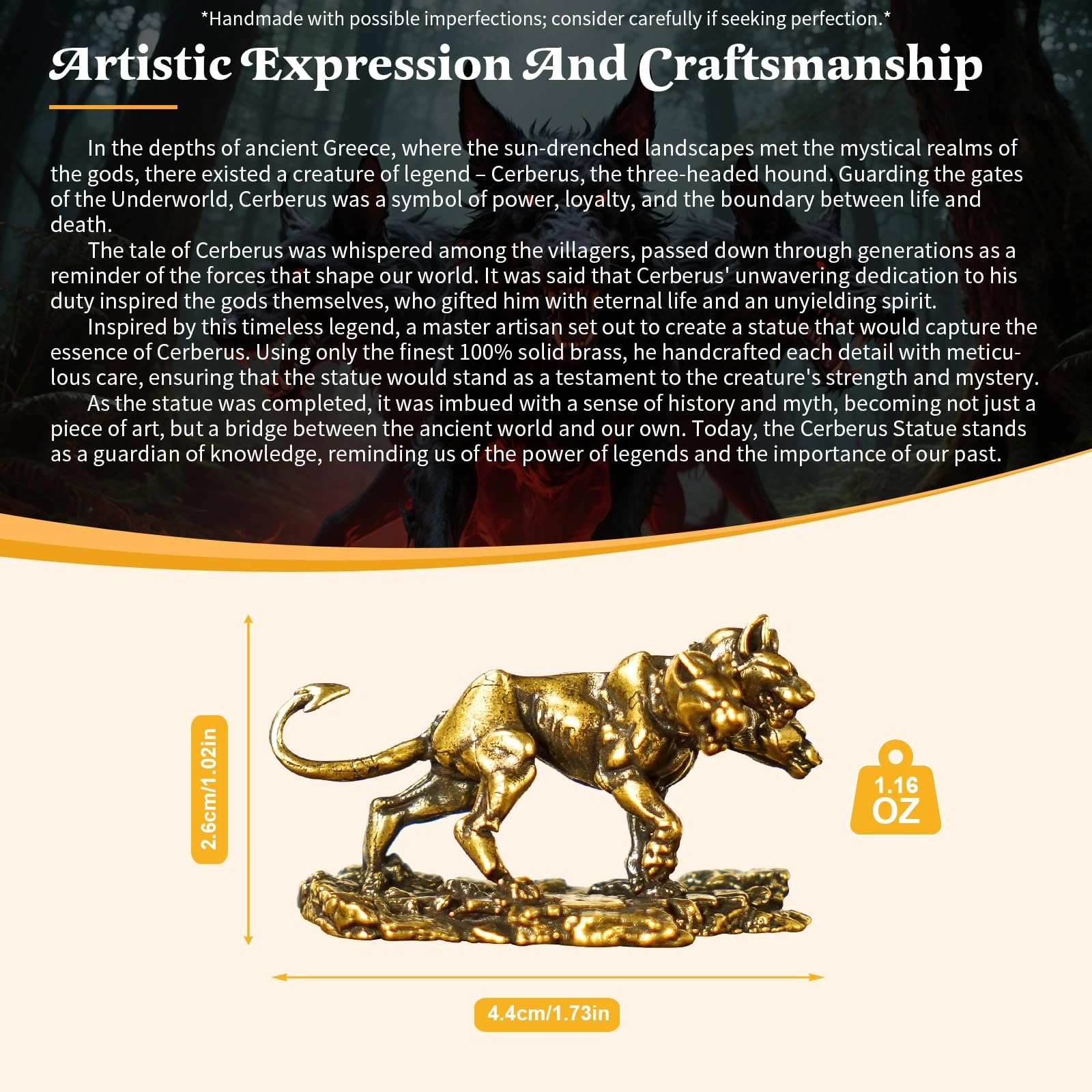 Cerberus Statue - Brass