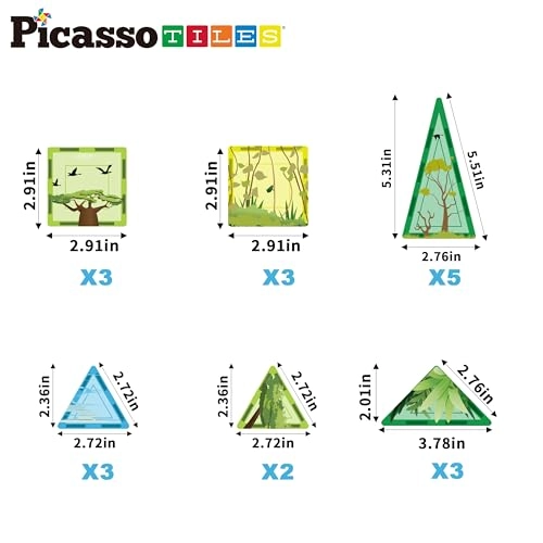 Magnet Tile Building Blocks Safari Themed Playset - 8 Animal Character Action Figures Safari 26 pcs