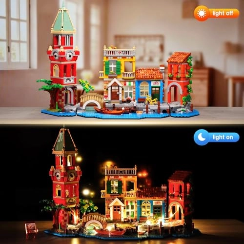 Street View Building Set (HG1027) - 2155PCS LED Light Romantic Venice Town House