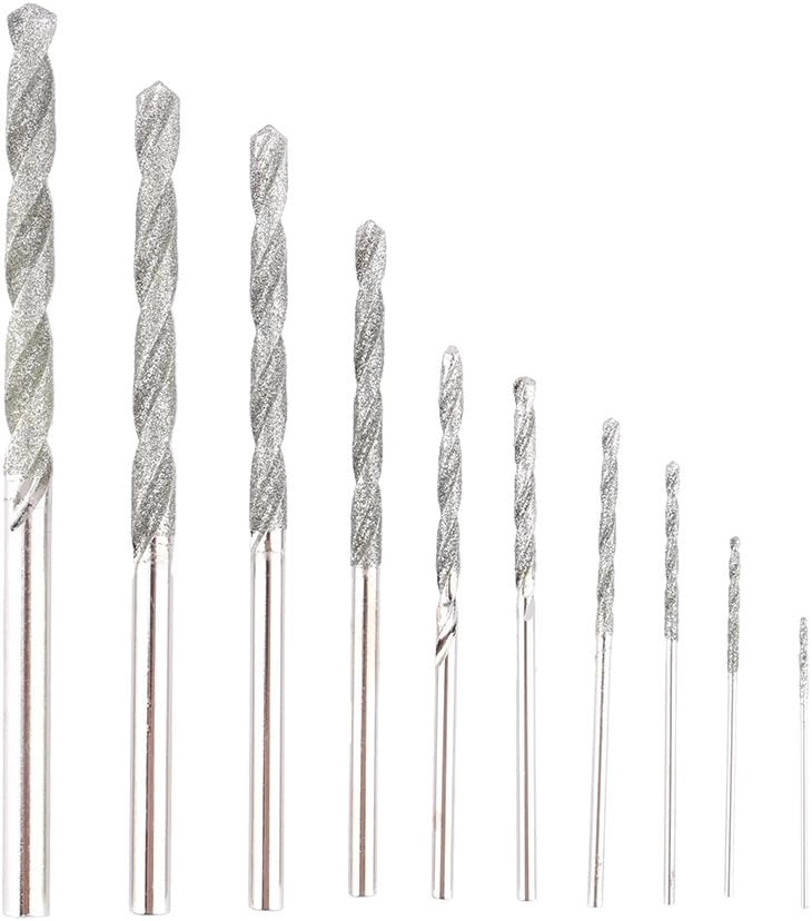 woobles Diamond Tipped Drill Bit Set - Diamond 10Pcs 0.8-4.0mm