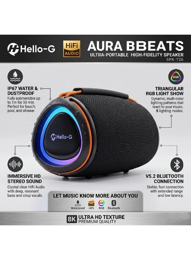 Hello G Aura Beats SPK-T26 Portable Bluetooth Speaker