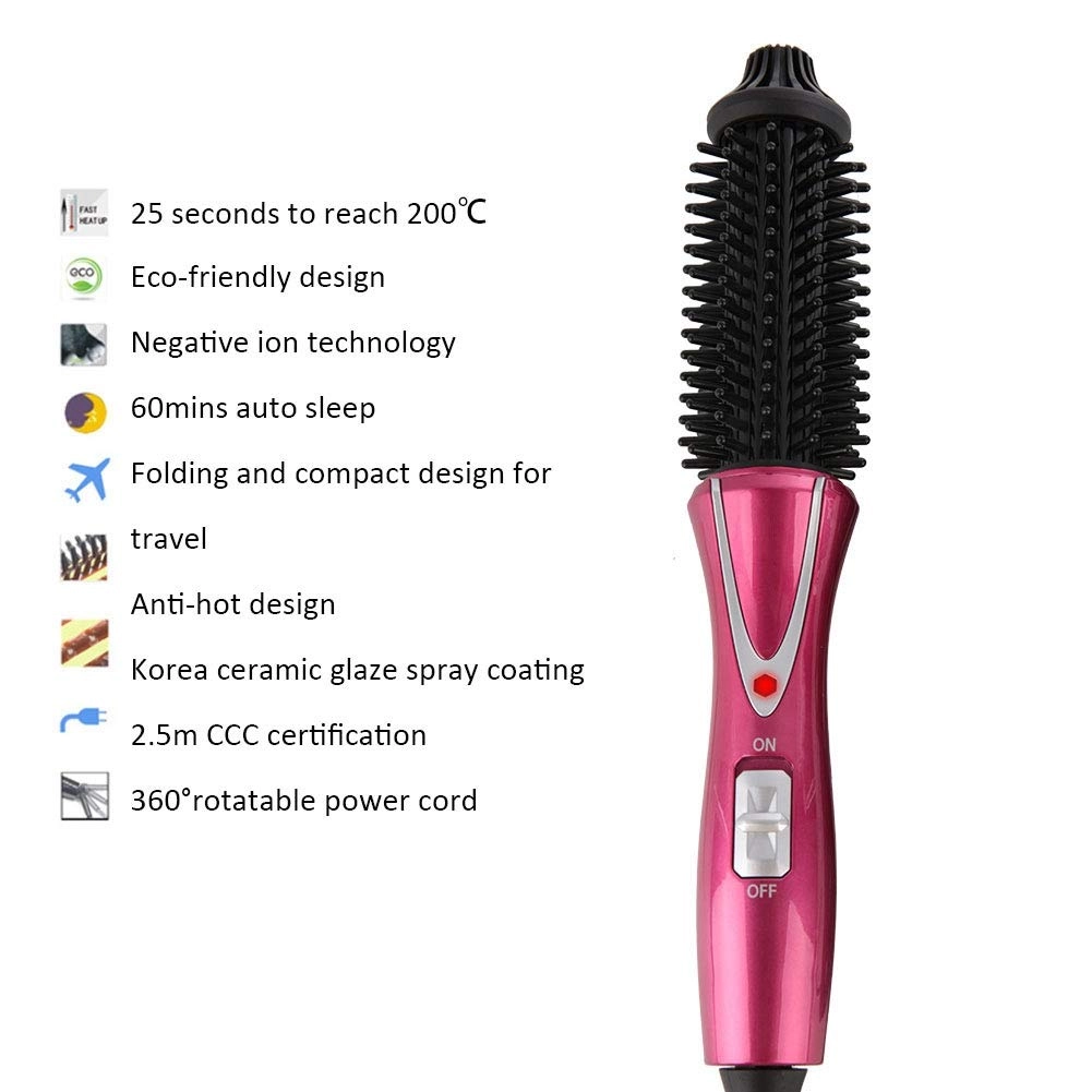 Folding Curler Comb - Red Ceramic
