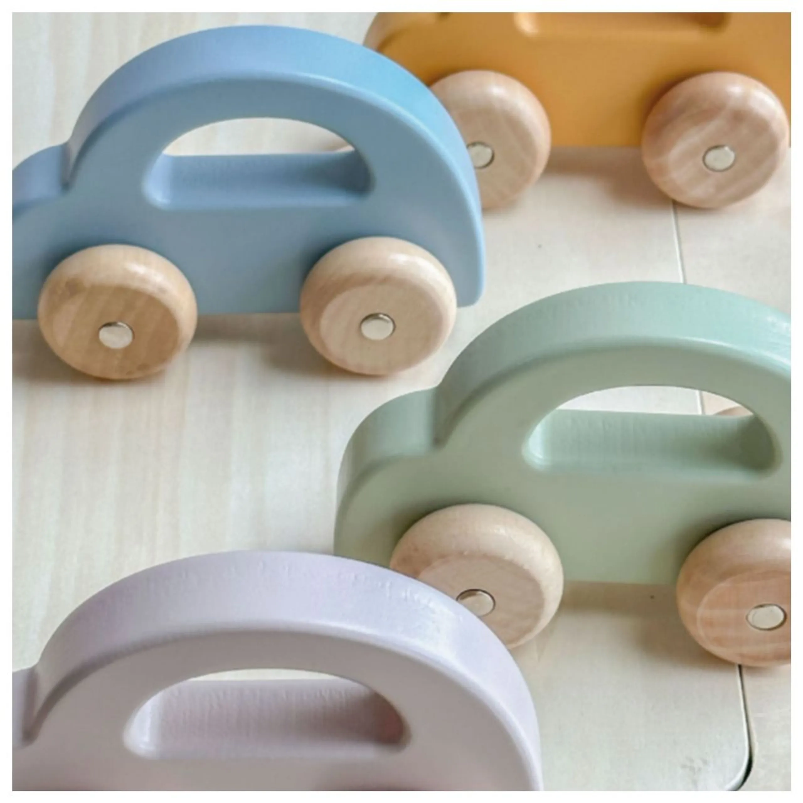 Wooden Car Push and Pull Toy - Yellow 6 months and up