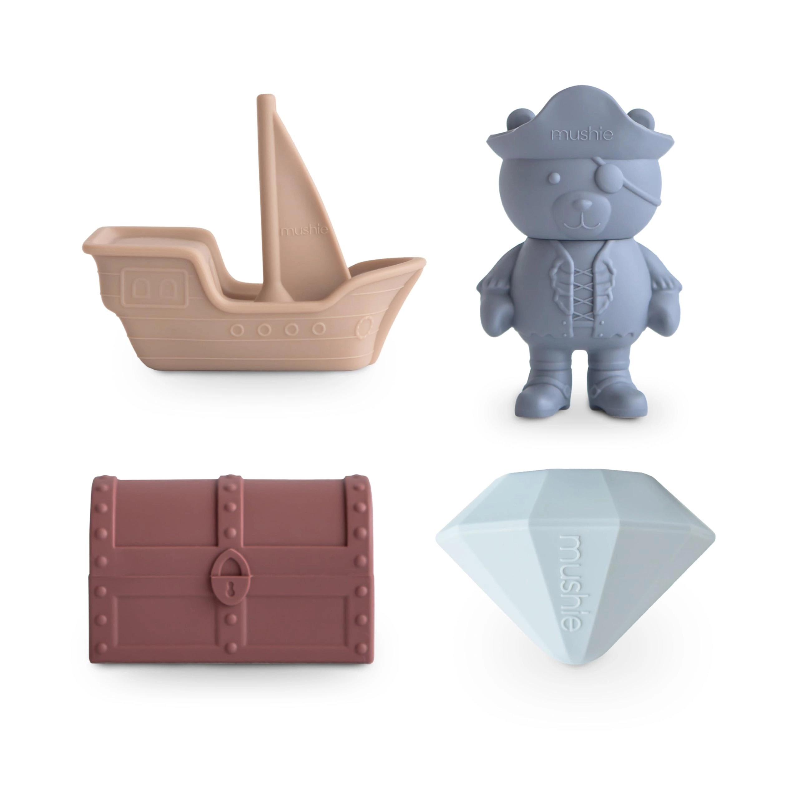 mushie Pirate Bath Play Set - 100% Food Grade Silicone Pack of 4