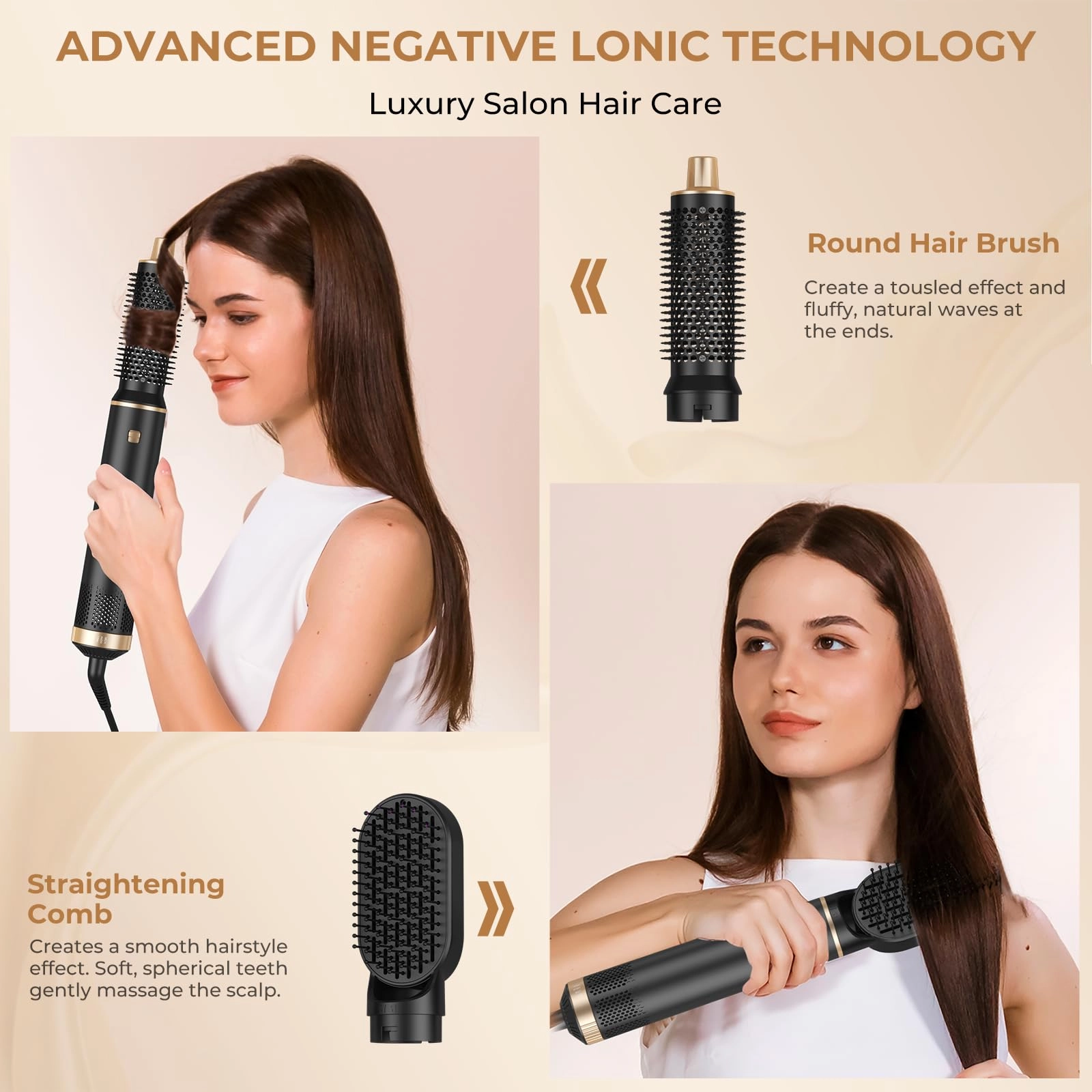 5 in 1 Blow Dryer Brush - Green Gold 800 watts