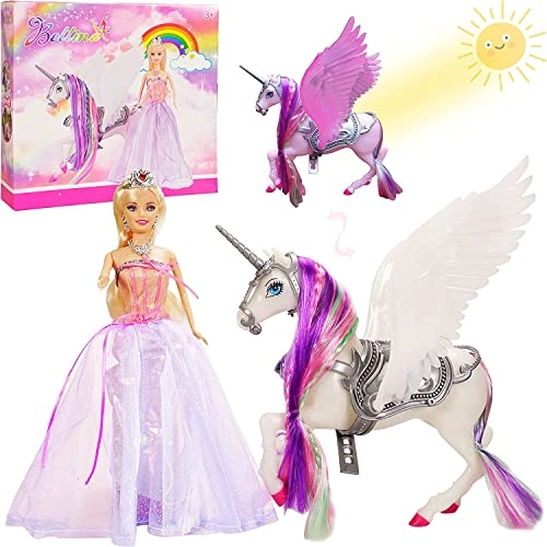 Bettina Color Change Unicorn and Fairy Tale Princess Doll - Mane Brush Ages 3+