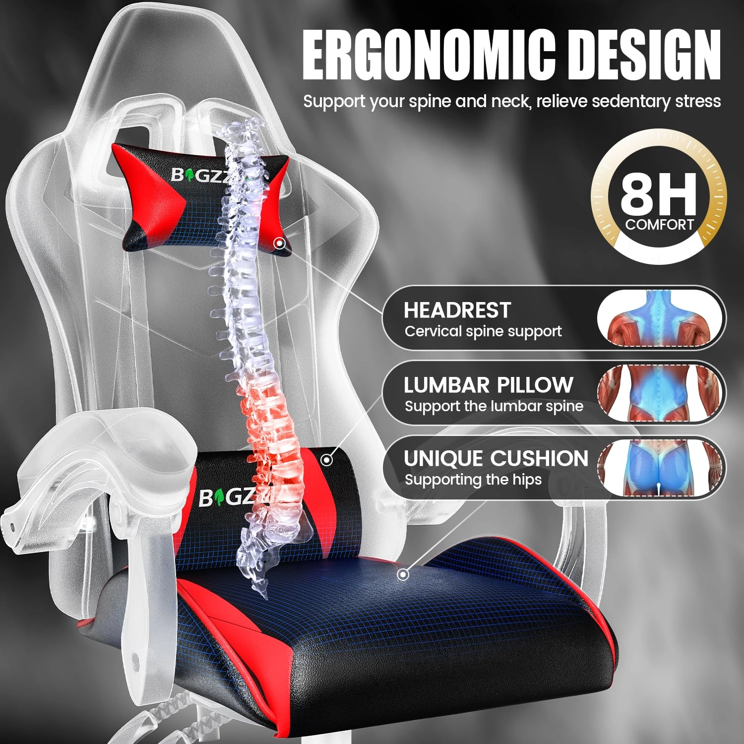 A gaming chair - Adjustable Height Reclining Feature