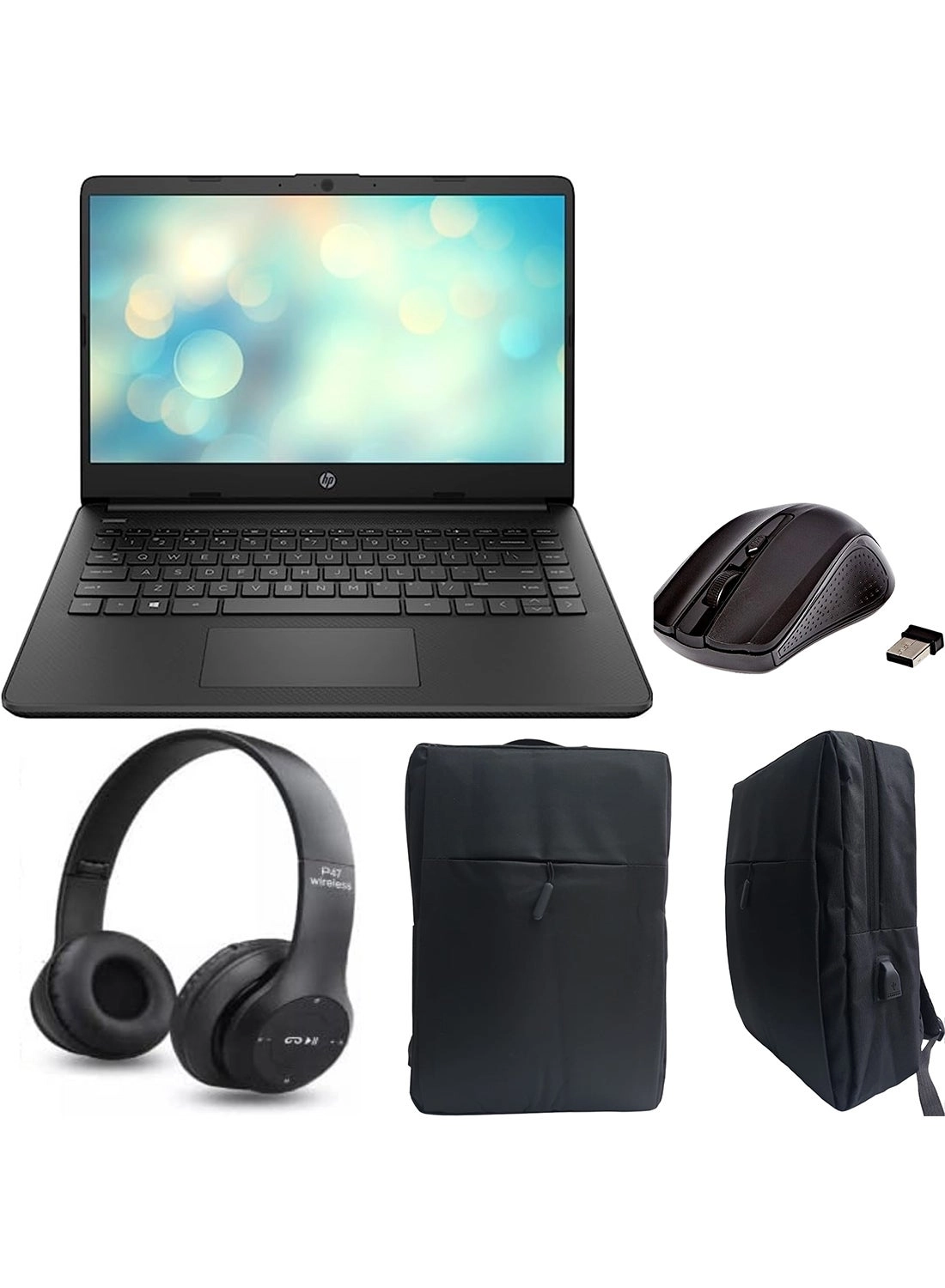 HP 14s - 14 inch 256 gigabyte 4 gigabyte Athlon 3020E + Laptop Bag + Wireless Mouse + Black BT Headphone