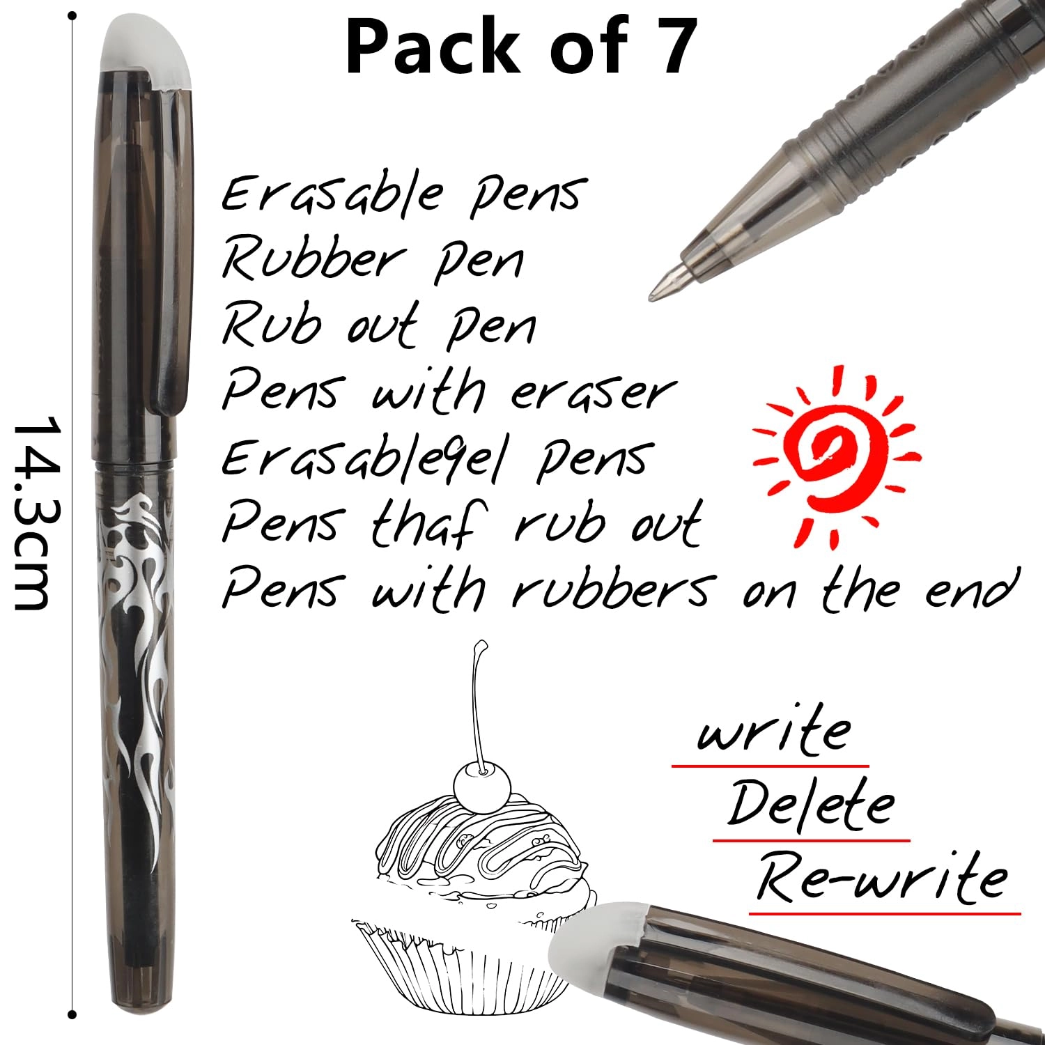 Erasable Gel Pens - 7PCS 0.5mm