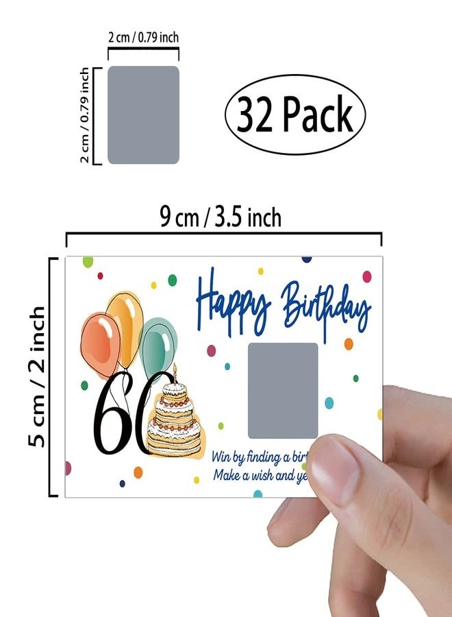 Colorful 60th Birthday Party Game Scratch Off Cards
