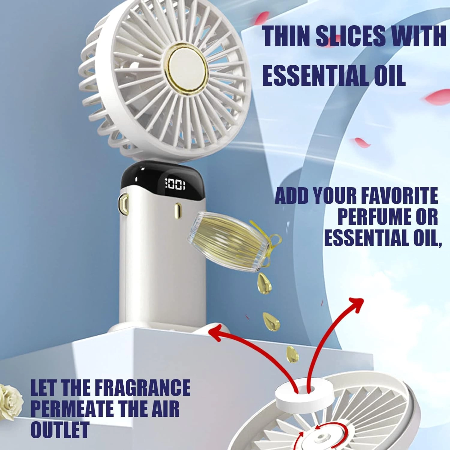 USB Rechargeable Portable Fan - 5-Speed Foldable