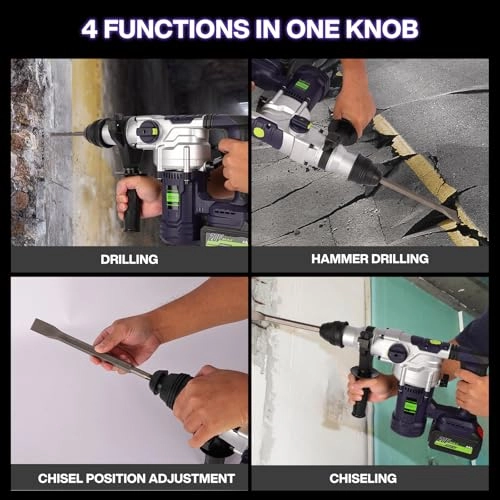 Rotary Hammer Drill - 2Pcs 4.0Ah