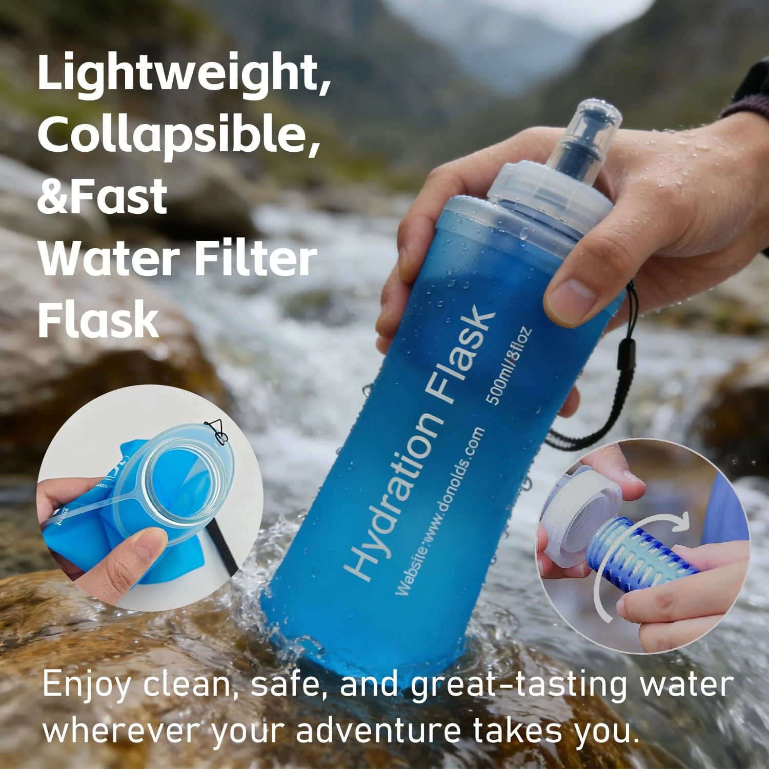 Collapsible Water Bottle Filter 500 ml