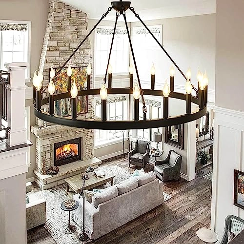 Wagon Wheel Chandelier - Dimmable