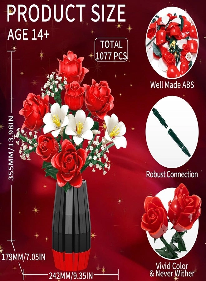 Rose Flowers Bouquet Building Set - 1077 PCS