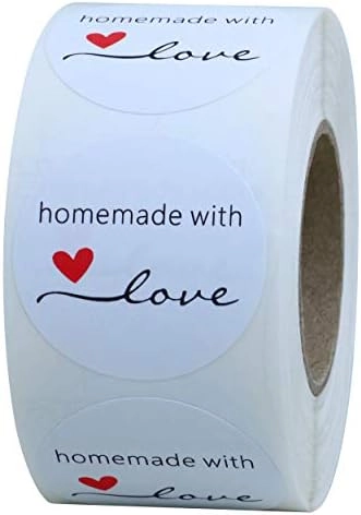 MZA STORES Homemade with Love Stickers - 500 1. 5\" Inch Round