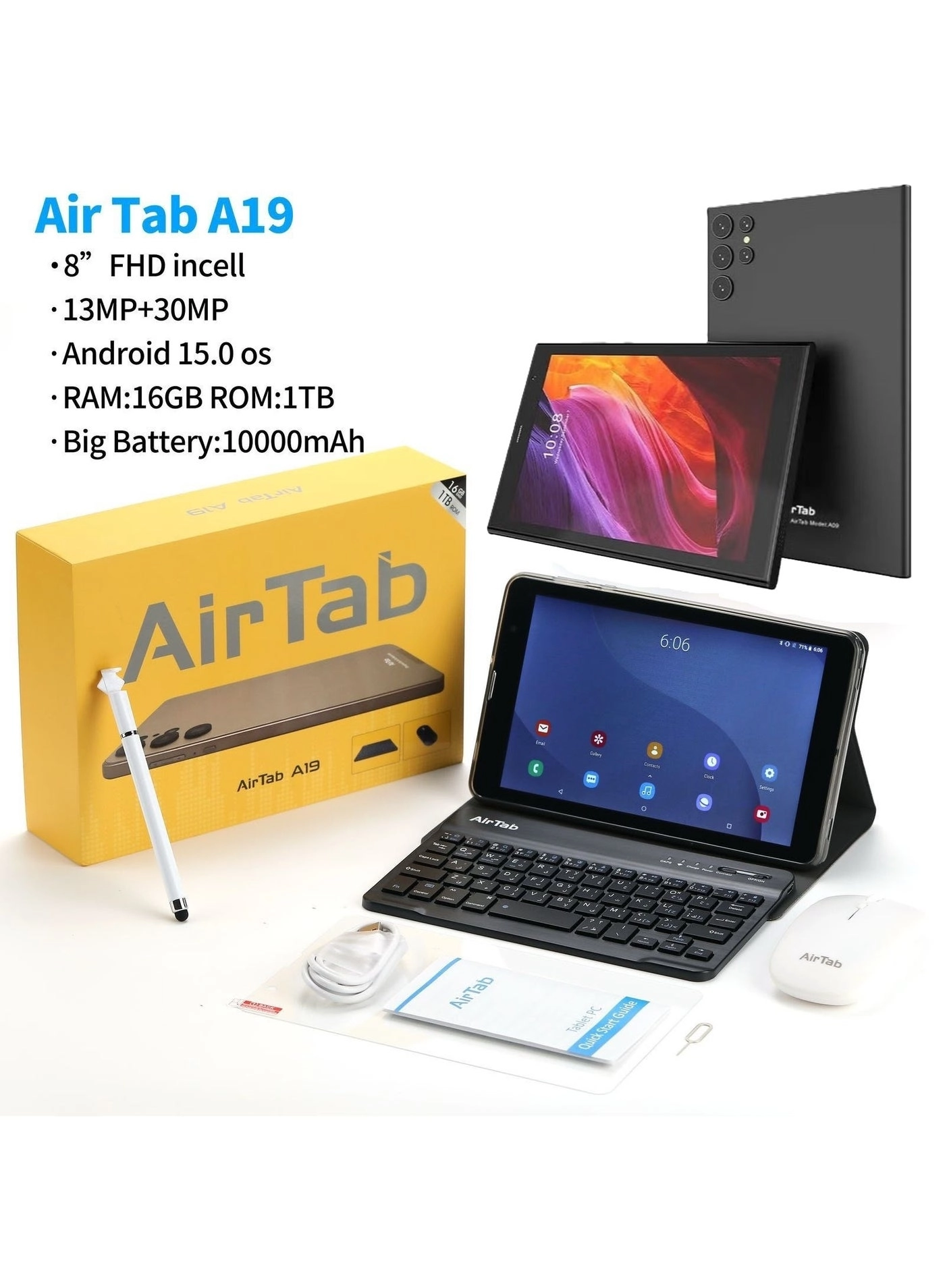 AirTab A19 Tablet 8" Wi-Fi 16GB RAM 1TB