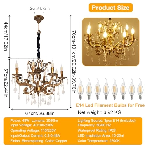 Vintage Metal Chandelier - 2700K