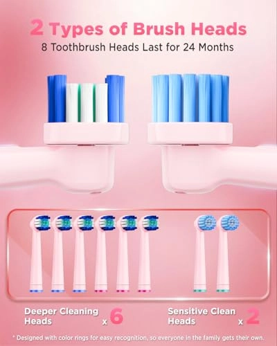 Y05U - 8 Toothbrush Heads 90 Days Battery Life 5 Brushing Modes