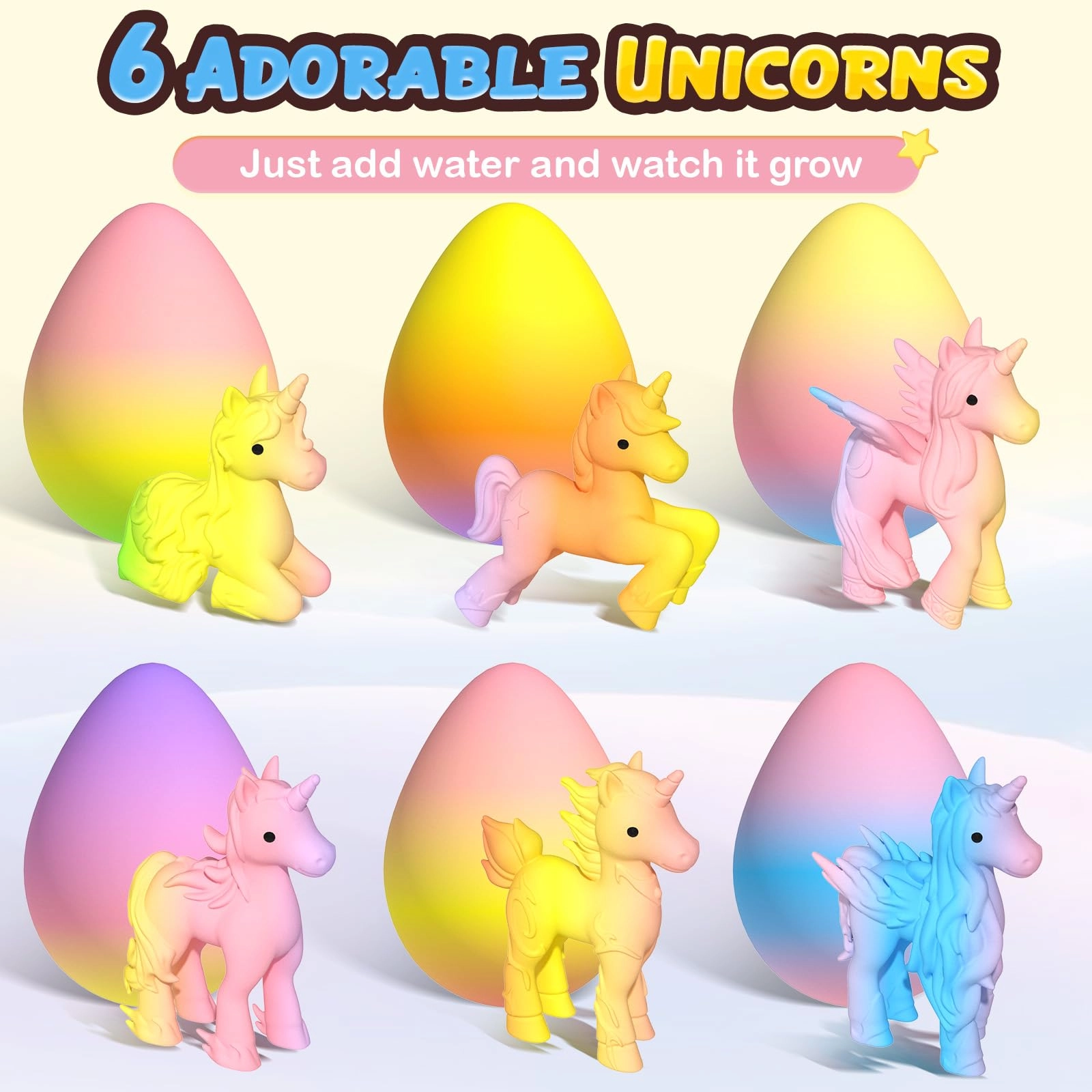 Hatching Unicorn Eggs - 3+ years 6 pcs