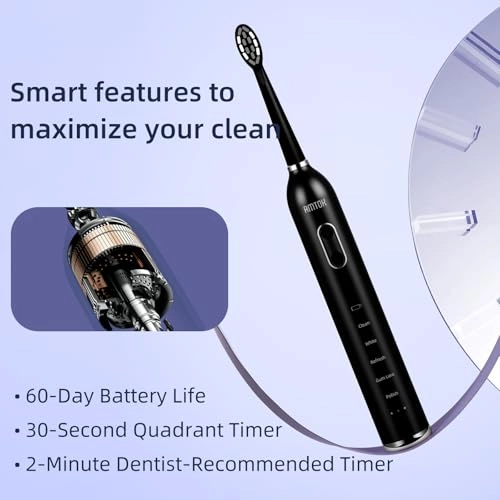 Sonic Electric Toothbrush - 5 Cleaning Modes 3 Intensity Levels 60-Day Runtime