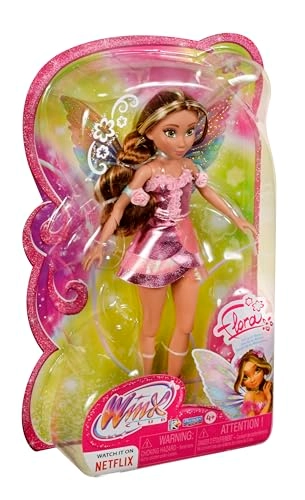 Flora Fairy Doll - Full-size Plastic Long Brown Braided Hair Shimmery Pink Dress Ages 4+