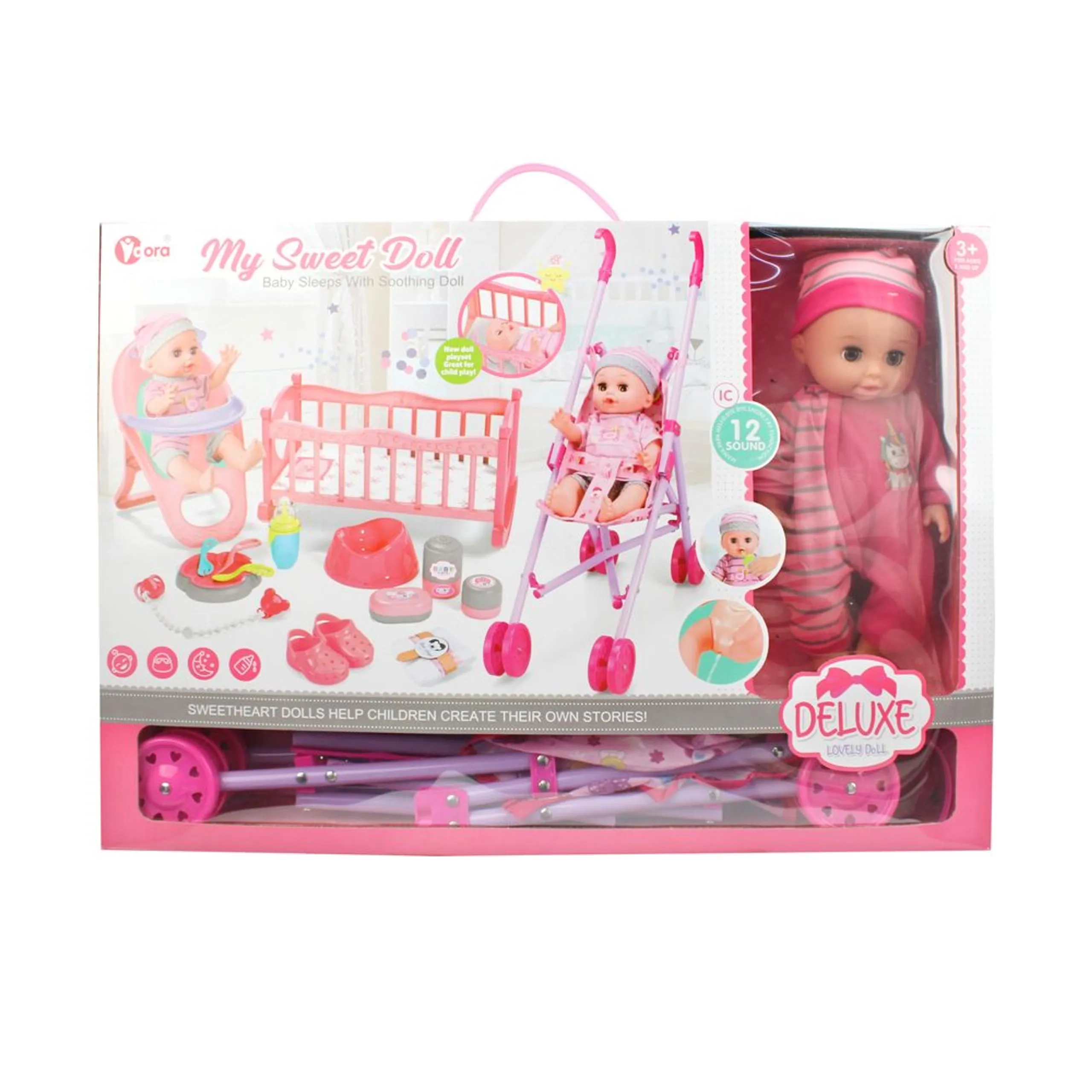 My Sweet Doll Playset - 3-In-1 14 inch 16 Pcs Ages 3+