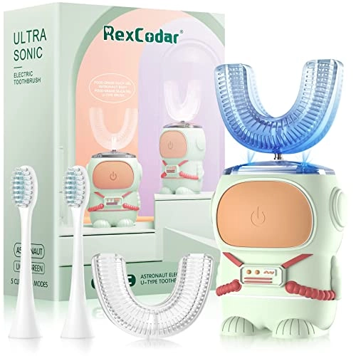 Ultrasonic Kid's U-Shaped Electric Toothbrush - IPX7 Waterproof Five Cleaning Modes 60S Smart Reminder