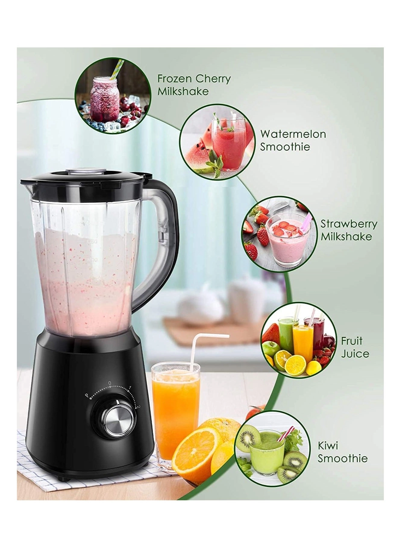 Smoothie Blender - 2 Speeds & Pulse BPA Free Ice Crushing