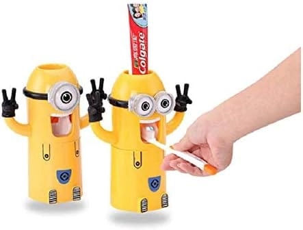 Cartoon Little Yellow Man Toothbrush Holder - Wall 2 toothbrushes