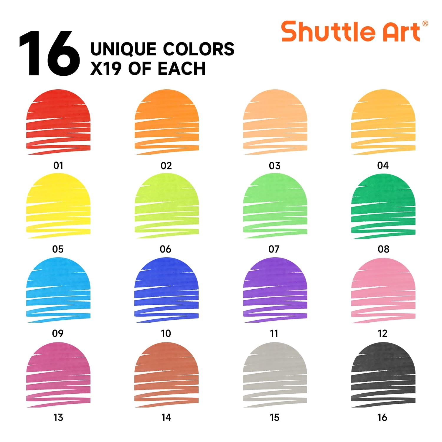 WM304 - 16 Assorted Colors Broad