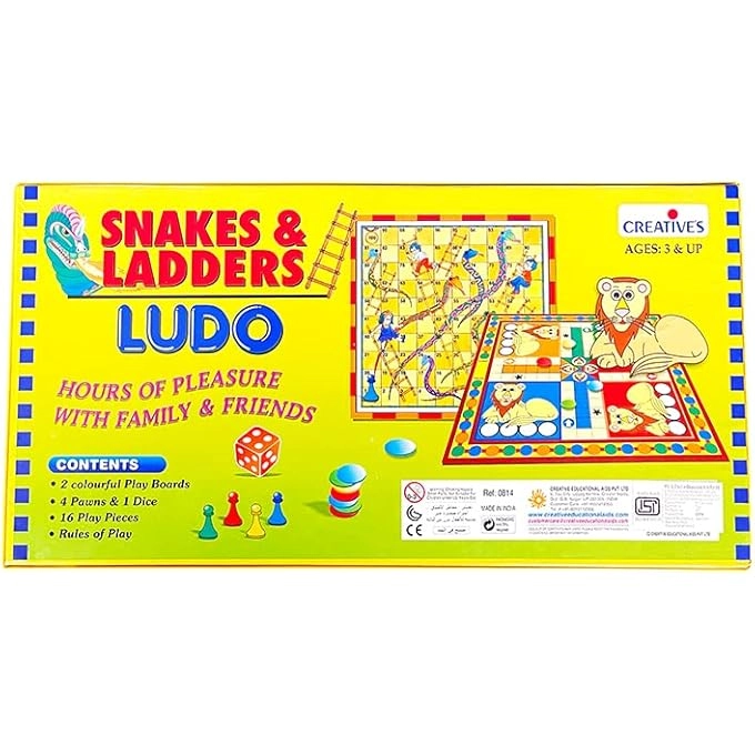 Snakes And Ladders Ludo - Double-sided Multicolor