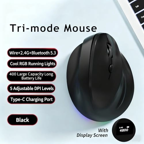 Vertical Ergonomic Optical Mouse - Bluetooth Wi-Fi