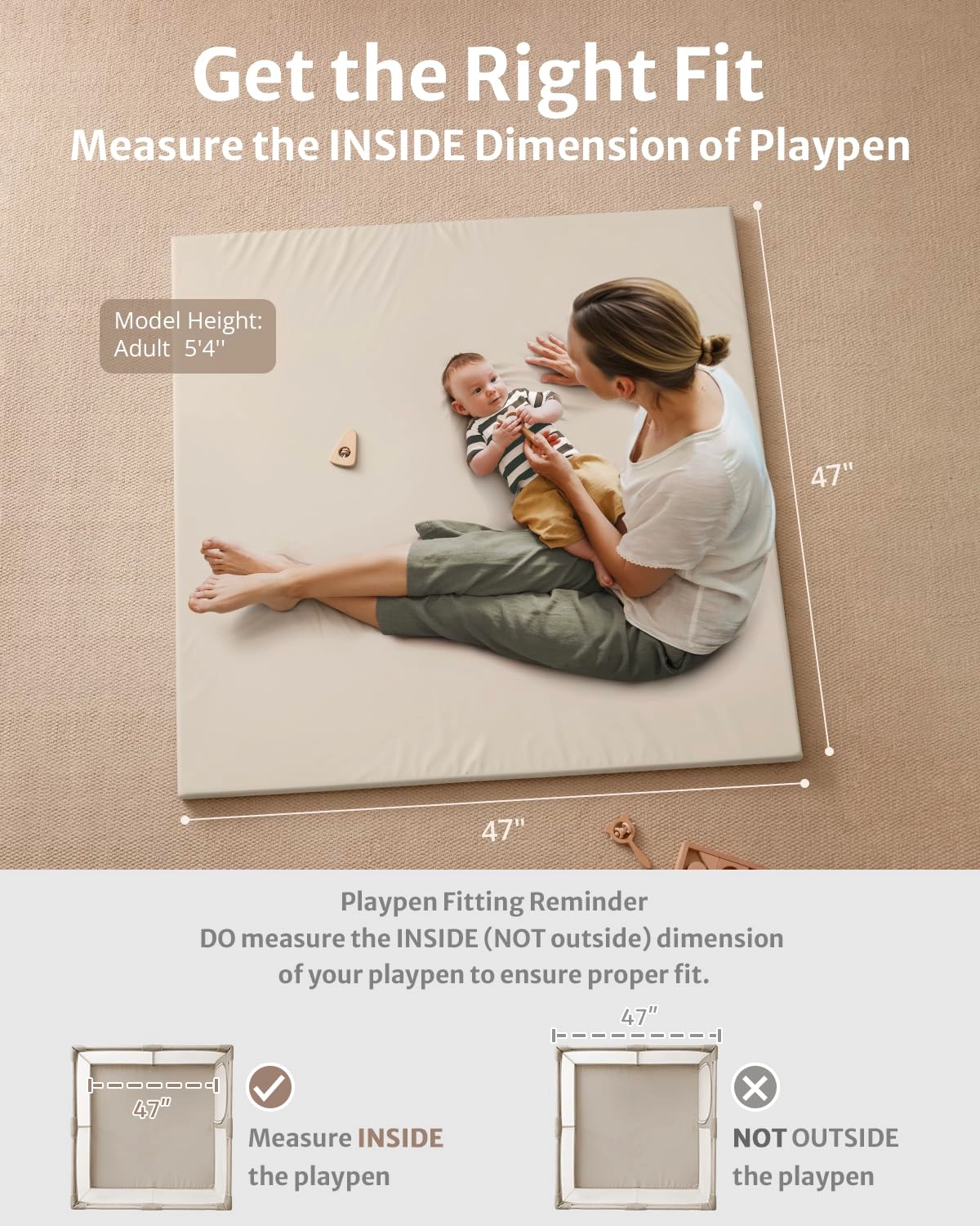 Vegan Leather Baby Play Mat - 50x50 Taupe