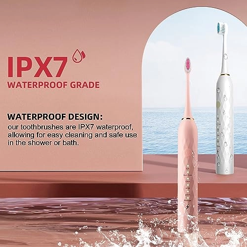 Electric Toothbrush - 2 Pack 12 Heads IPX7 Waterproof