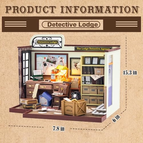 DIY Dollhouse Miniature Kit - Dust Proof Cover Gray Wood