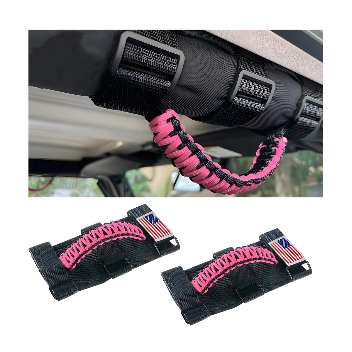 HZEL Roll Bar Grab Handles - Pink 2 Count