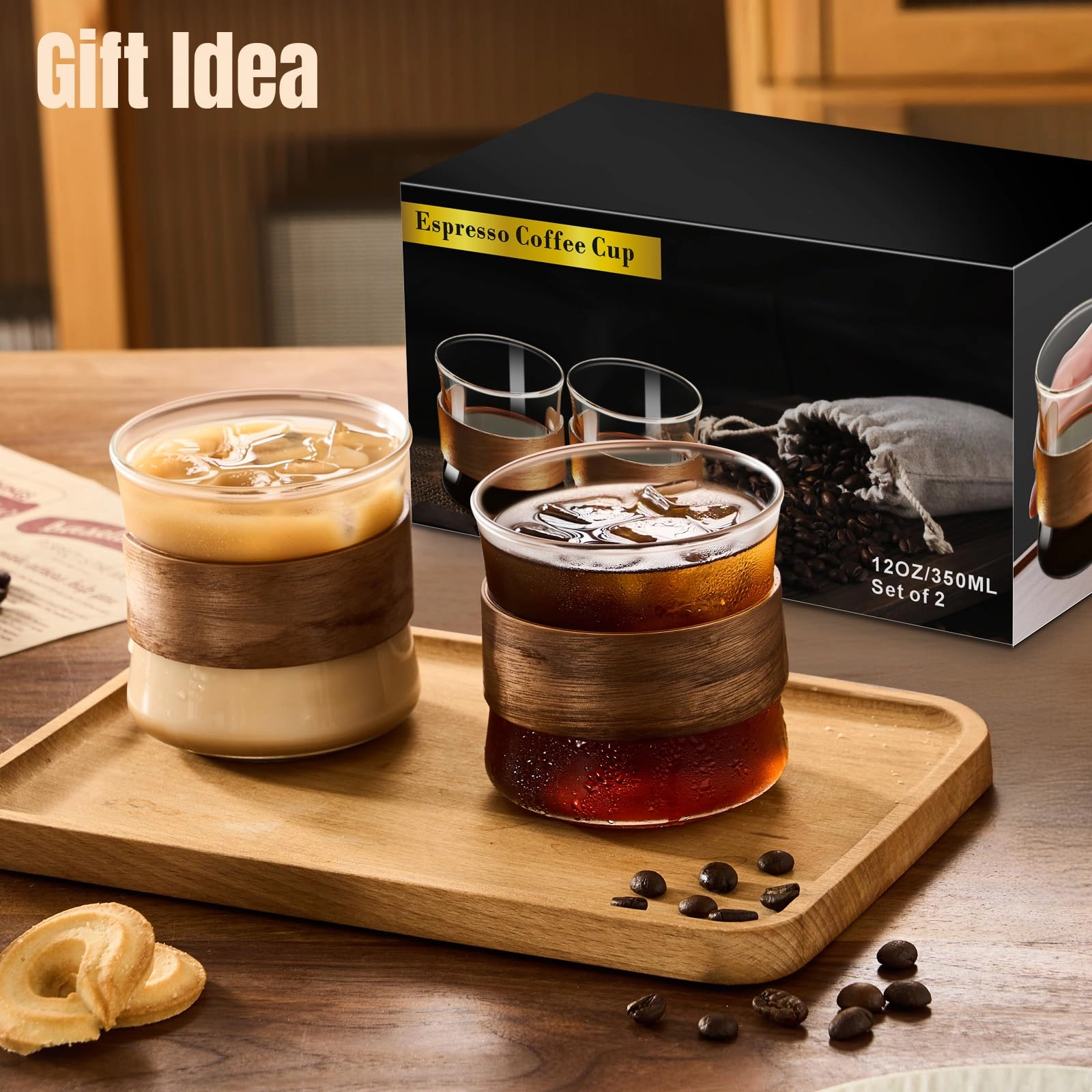 Espresso Cup - 2 pcs Wooden Ring