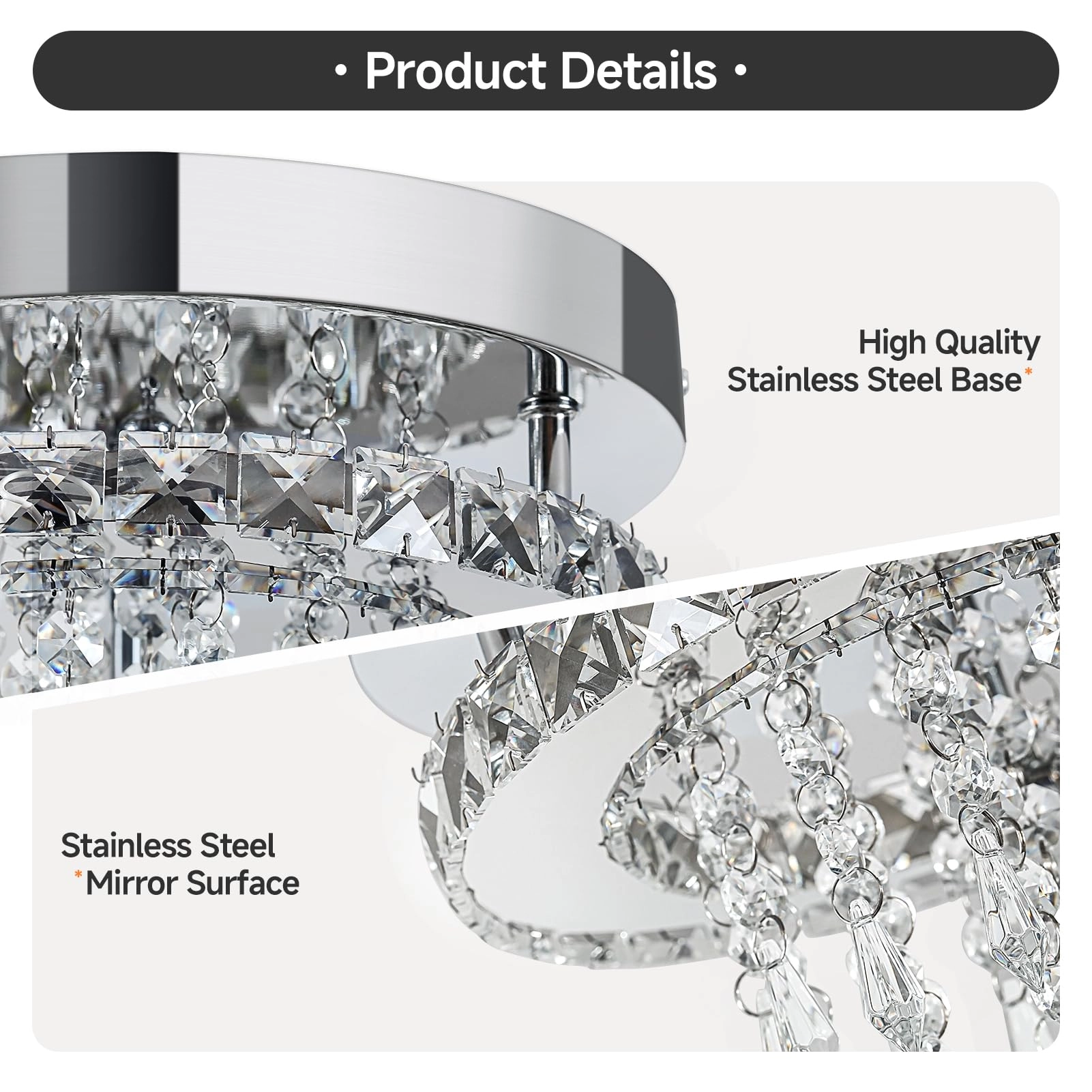 Crystal Ceiling Light - 3000k-6000k Dimmable