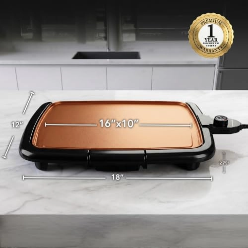 Electric Indoor Kitchen Griddle - 16 x 10 Inch