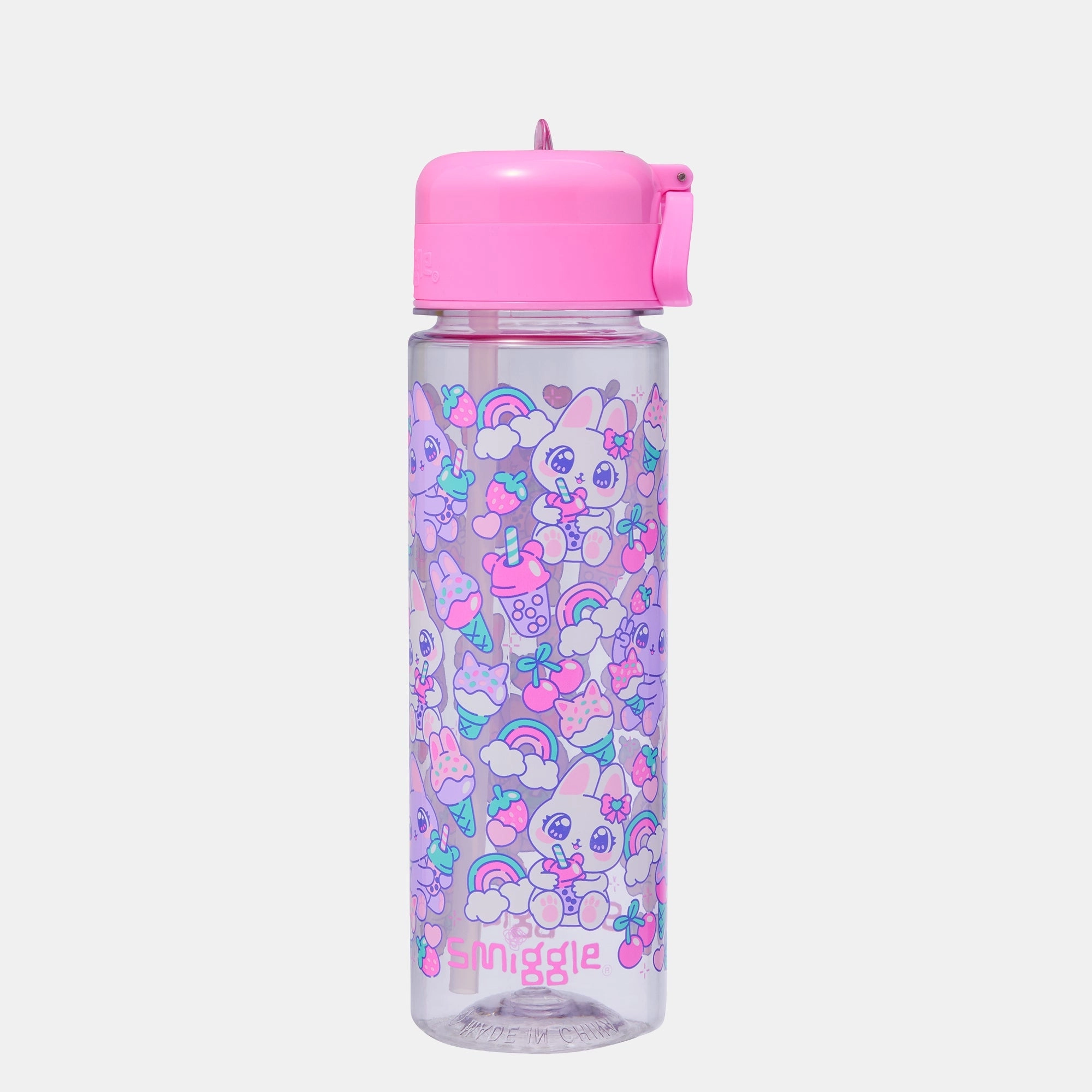 Smiggle Bright Eyes Water Bottle - Flip Straw - 650 ml
